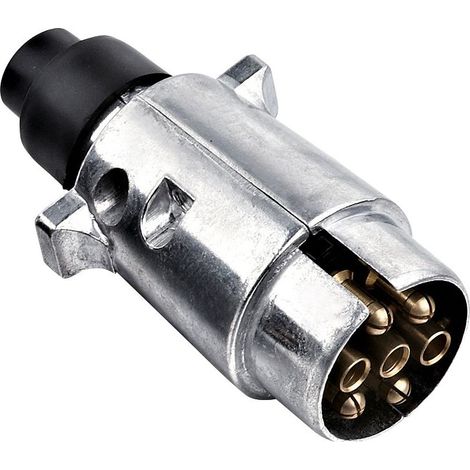 Prise Remorque en Métal 7 Broches, 12V Étanche Connecteur Prise Remorque en Métal 7 Broches Mâle, pour Caravane RV Voiture Bateau (Alliage d'aluminium) (1/5)