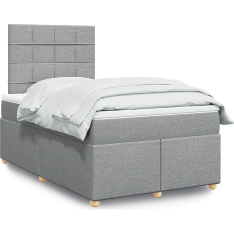 Boxspringbett mit Matratze Hellgrau 120x200 cm Stoff (1/5)