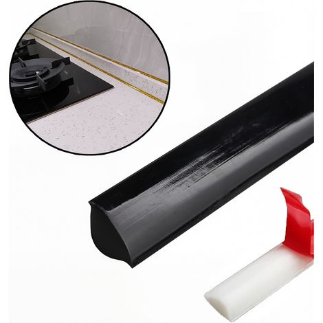 Bandes décoratives autocollantes de 5 m, imperméables, à monter soi-même, adaptées aux bords des murs, bandes de calfeutrage d'angle (8 mm, noir) (1/5)