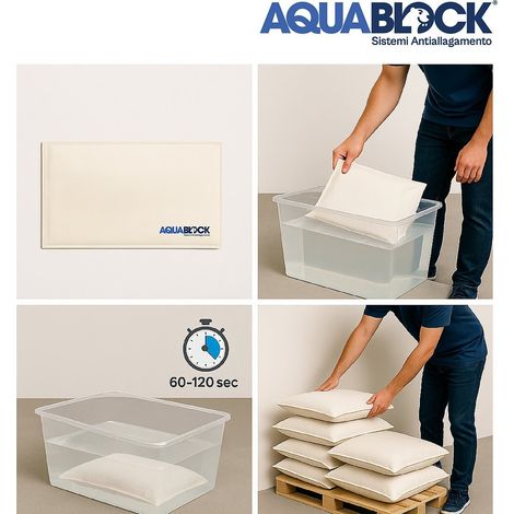 Sacchi Autoespandenti Antiallagamento 60x40 cm Aquablock – 4 o 10 pcs Fino a 15L di Protezione per Sacco - Packaging: 4 Sacchi (1/5)