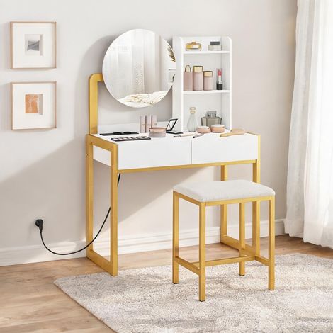 Coiffeuse blanco en melamina de Madera métal 80 x 41,7 x 130 cm (1/5)