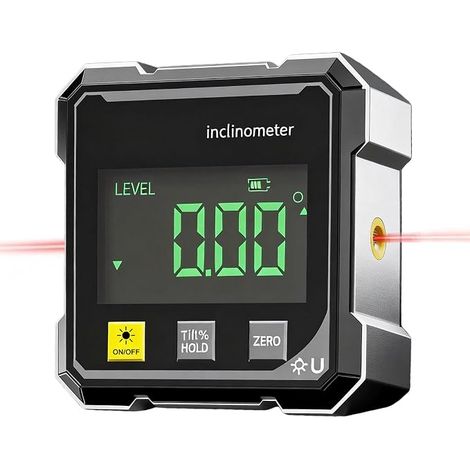 Digital Angle Protractor, Inclinometer, Digital Laser Level with LCD Display, Magnetic Angle Protractor, 4 Sided Digital Angle Finder for Woodworking, Wood (1/5)