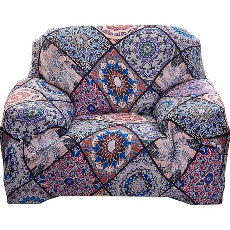 Sofa cover for 1, 2, 3, or 4-seater sofas. Stretch sofa cover with fruit pattern in durable, washable, and dust-resistant elastic fabric. Fabric, Linen, 1 Seater (1/5)