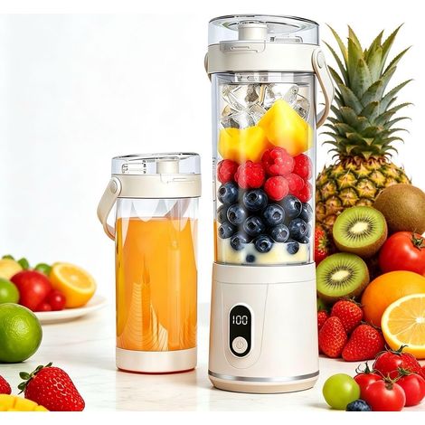 Portable Blender with Drinking Lid, 600ml Personal Blender for Home, Kitchen, Gym, Mini Stand Blender, Rechargeable with USB-C Cordless Smoothie Machine, Mini Blender for (1/5)