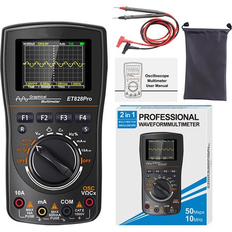 Oscilloscope numérique ET828Pro 6000 comptes avec bande passante de 10 MHz et taux d'échantillonnage de 50 Msps pour tests électroniques Oscilloscope à stockage numérique (1/5)