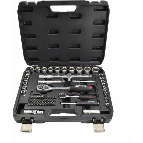 Set de llaves AWTOOLS 72 piezas 1/2" / 1/4", con maletín, juego completo para mecánica, alta calidad, versatilidad, ideal para profesionales de mantenimiento.