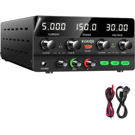 Fuente de alimentación de CC, voltaje ajustable, alta precisión, 30 V 5 A 150 W OCP OVP (1/2)