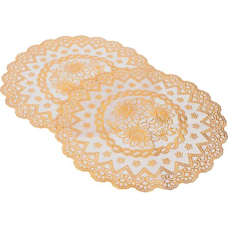 Lot de 2 sets de table dorés 30 cm x 30 cm, parfaits pour les mariages et les fêtes (Style 03). (1/5)