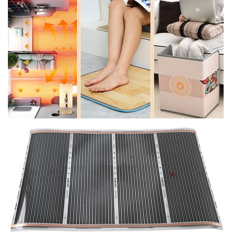 Laminierte und schwimmende 220–240-V-Elektroheizmatte, 100 cm lange elektrische Heizfolie, leise und gleichmäßige Wärmeverteilung, ultradünne und wartungsfreie Bodenmatte, Modell B: 80 x 100 cm (1/5)