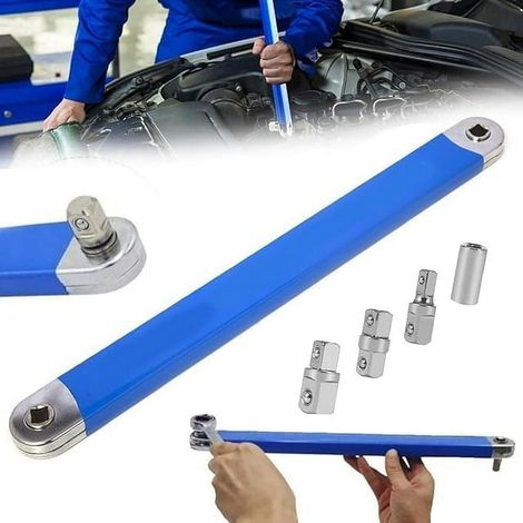 Compatible avec les rallonges de clé à cliquet (adaptateurs 1/2 pouce, 1/4 pouce et 3/8 pouce). Clé à cliquet multifonctionnelle. Convient aux mécaniciens et artisans. (1/2)