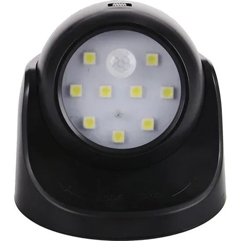 Projecteur LED (noir) à piles avec détecteur de mouvement PIR, lampe murale infrarouge sans fil pour intérieur et extérieur, éclairage de sécurité (1/5)