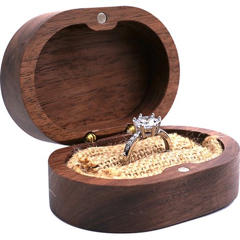 Boîte à bagues une pièce, boîte à bagues de mariage en bois, boîte à bagues de mariage en bois, boîte à bagues de mariage en noyer-705016mm, boîte à bagues de fiançailles de proposition, fiançailles, (1/2)