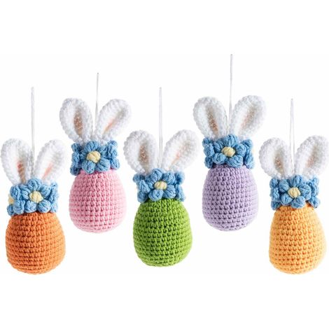 Decorazioni Pasquali da Appendere all'Uncinetto a Forma di Uovo, Set 5 Pezzi (1/2)