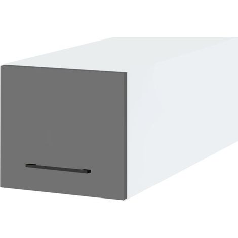 Meuble haut grande profondeur de cuisine Lovia Gris Mat 1 porte relevable L 45 cm - Porte avec poignée apparente Grey (1/3)