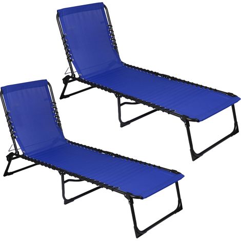 Lot de 2 bains de soleil en textilène bleu marine - PARALIA