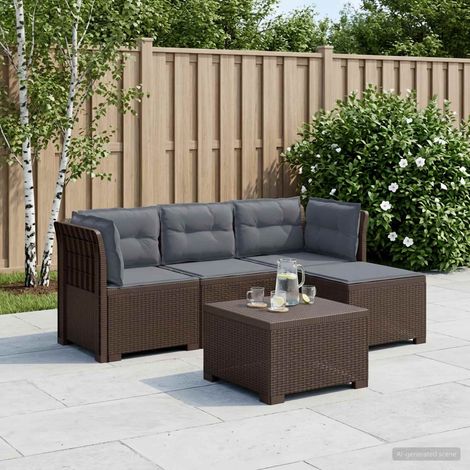vidaXL Sofá de Jardín para 4 Personas con Cojines y Diseño de Rattan (1/5)