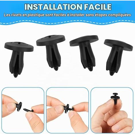 Clips de Fixation Voiture, 6mm Kit Parechocs pour Voiture, Rivet Plastique Trousse Porte Fender Push Remplacement (1/3)