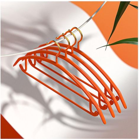 Schulterloser, rutschfester Kleiderbügel für trockene und nasse Wäsche – 5er-Pack – Orange (1/5)
