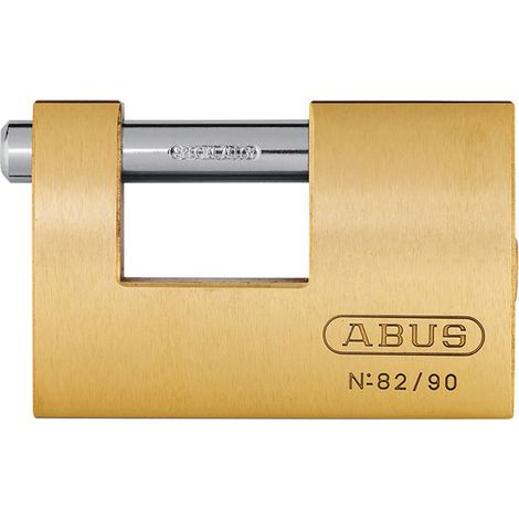 Abus 82/90 Rectangular Shackle Padlock with Sliding Handle in Brass, 90mm Security Lock