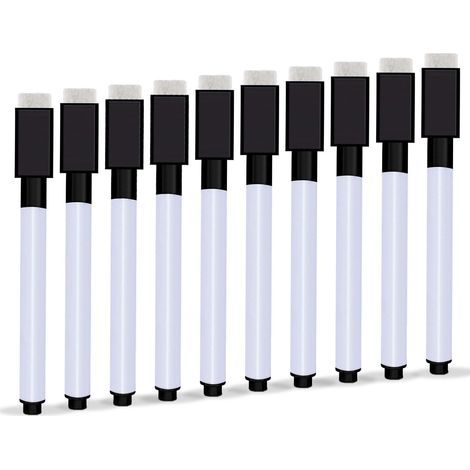 Feutre Tableau Blanc Effacable 10 Pièces Marqueur Tableau Blanc Effacable Magnetique Faible Odeur Feutre Ardoise, Stylo Noir une Ldéal pour Maison Bureau ou L'école (1/5)