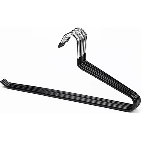 Cintre Pour Pantalon - Acier Inoxydable Chromé - Revêtement Caoutchouc Antidérapant - Design Ouvert - 10 Pièces (1/5)