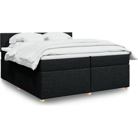 Boxspringbett mit Matratze Schwarz 200x200 cm Stoff