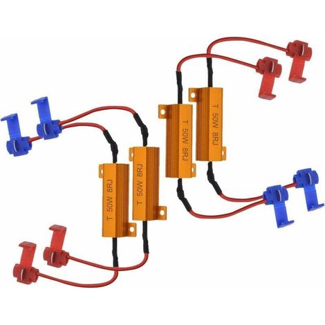 4 resistori di carico LED da 50W 8 ohm, resistori di carico per fari, fendinebbia, decoder LED, indicatori di direzione, filo del decoder, resistore (correzione iperlampeggio, cancellazione avviso)