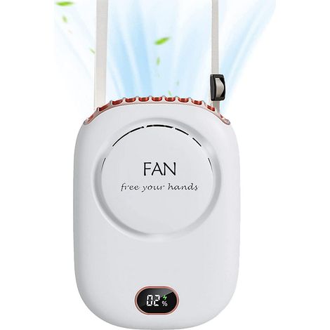 Ventilateur de cou portable à suspendre, ventilateur de cou sans pales 2000 mAh, ventilateur rafraîchissant, blanc (1/5)