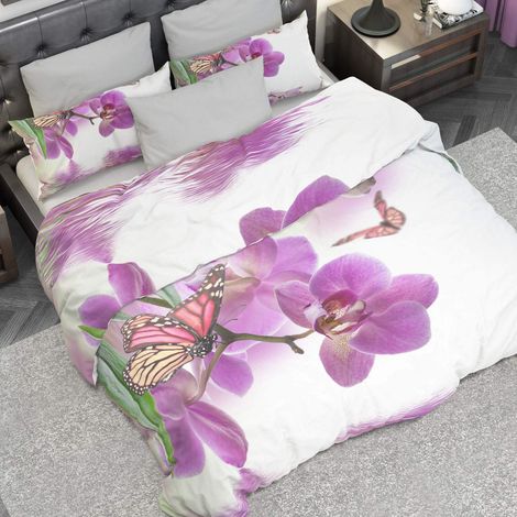 Copripiumino Digitale Tutto Stampato Microfibra Housse de Couette Housse Couette Parure de Lit Linge de Lit Orchidées Lit 1 Personne 90x190 (1/5)