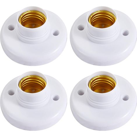 Portalampada E27 rotondo in plastica, set da 4 pezzi, base di fissaggio per installazione a soffitto e parete, attacco standard per lampadine (1/4)