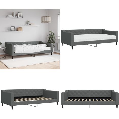 vidaXL Lit de jour avec matelas gris foncé 100x200 cm tissu (1/5)