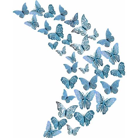 TRIP 36 pièces de décoration d'autocollant mural papillon indigo creux, autocollant mural amovible. (1/5)