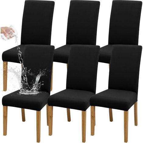 Stuhlbezüge 6er Set Schwarz, Stretch, Waschbar, für Esszimmer, Küche, Büro (1/5)
