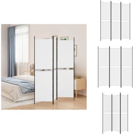 3-tlg. Paravent Weiß 150x180 cm Stoff - Paravent - Raumteiler - Zimmerteilung - Sichtschutz - Wohnraumgestaltung (1/5)