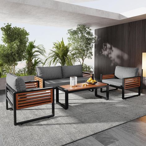 Gegtuon Gartenmöbel Sitzgruppe 4-teilig für 4 Personen Grau (1/5)