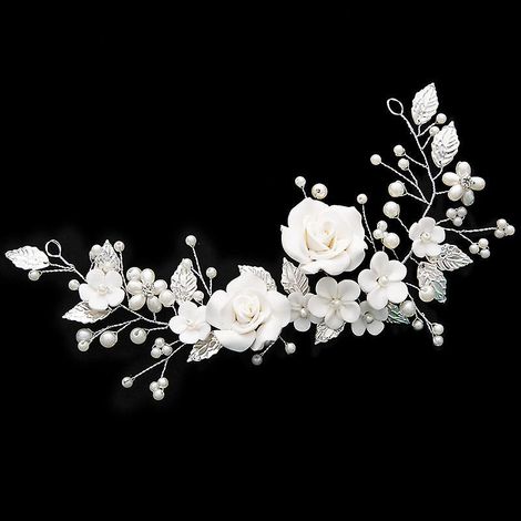 vigne De Cheveux Mariage Motif Floral Avec Perles Serre-tte Pour Marie Pour Femme Et Fille (1/5)