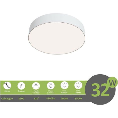 Plafoniera led 32w tonda bianco design moderno pannello lampada da soffitto circolare a cerchio rotonda luce fredda naturale  Bianco freddo (1/5)