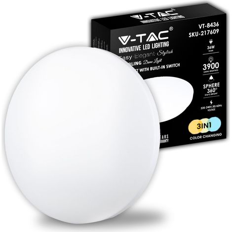 V-TAC Runde LED Deckenleuchte 36W 3in1 CCT Schalter Satin d:480mm h:65mm (1/5)