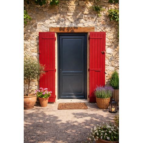 Porta d'ingresso in legno pieno Elina, H.215xL.90 cm, lato tavolo, a destra, GD MENUISERIES
