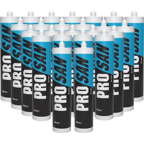 Caja de 24 siliconas sanitarias blancas, PRO SAN 280 ml