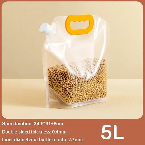 (1PC-5L) Sac de conservation hermétique pour céréales, résistant aux insectes et à l'humidité, recyclable et transparent. (1/5)