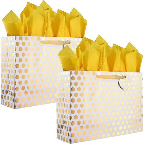 Lot de 2 sacs cadeaux extra larges de 42 cm (16,5 pouces) avec papier de soie pour cadeaux (1/4)