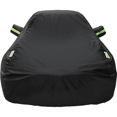 Ikodm – Bâche pour voiture SUV imperméable 480 x 175 x 150 cm – Tissu enduit d'argent 190T – Protection extérieure – Couverture noire étanche (1/5)