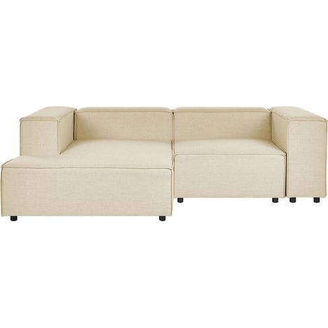 Divano moderno angolare modulare a 2 posti a destra Lino Beige Aprica