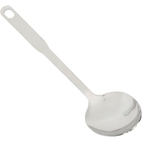 Servierlöffel, Küchenlöffel, Edelstahl, mit Aufhängeöse, spülmaschinenfest, leicht zu reinigen, langlebiges Küchenutensil für Hotels, Stahlgriff (1/5)