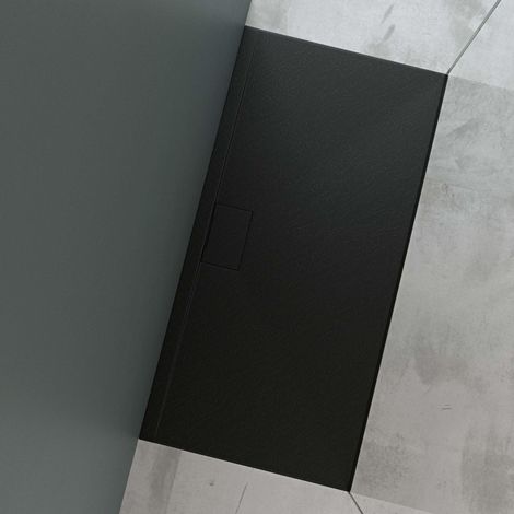 Mai & Mai Duschtasse Duschwanne aus Mineralguss BxTxH: 70x140x3 cm Mineralgusswanne in Anthrazit DIN-Anschlüsse inkl. Ablaufgarnitur Geoma07