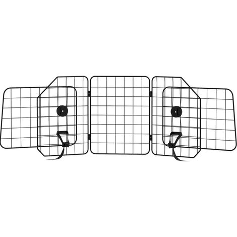 Barrière de voiture ajustable pour chiens 93-150 cm en acier pliable noir (1/5)