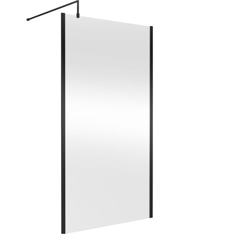 Balterley Wetroom Screen with Support Bar, 1100mm, Matt Black