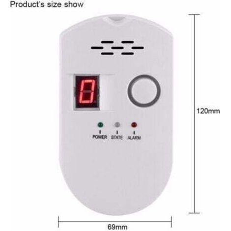 Gas detector, LPG/natural gas/carbon dioxide leak detector, plug-in monitoring sensor (white) (1/4)