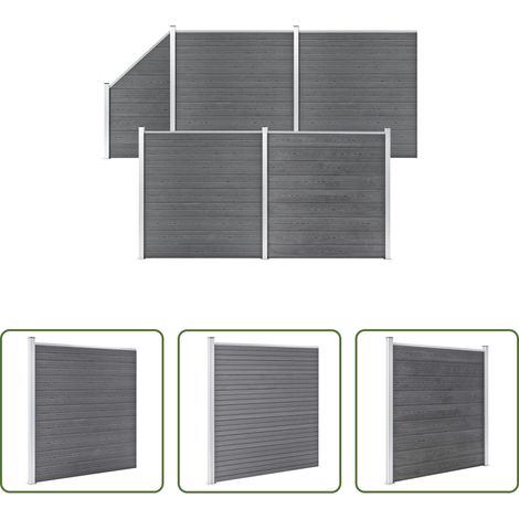 WPC-Zaun -  WPC Zaun-Set 4 Quadrate + 1 Schräge 792x186 cm Grau